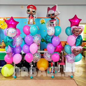Композиция из шаров "Куклы Лол" на день рождения девочки
