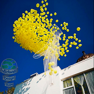 Запуск 700 шариков в небо на открытие офиса